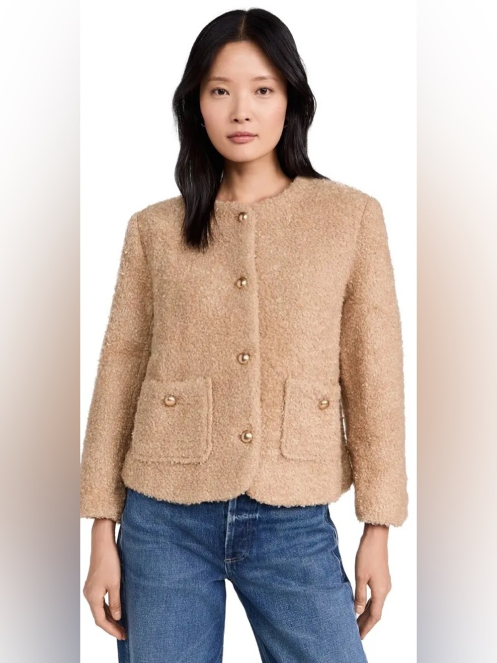 ANTHROPOLOGIE MOON RIVER Sherpa Jacket in Beige